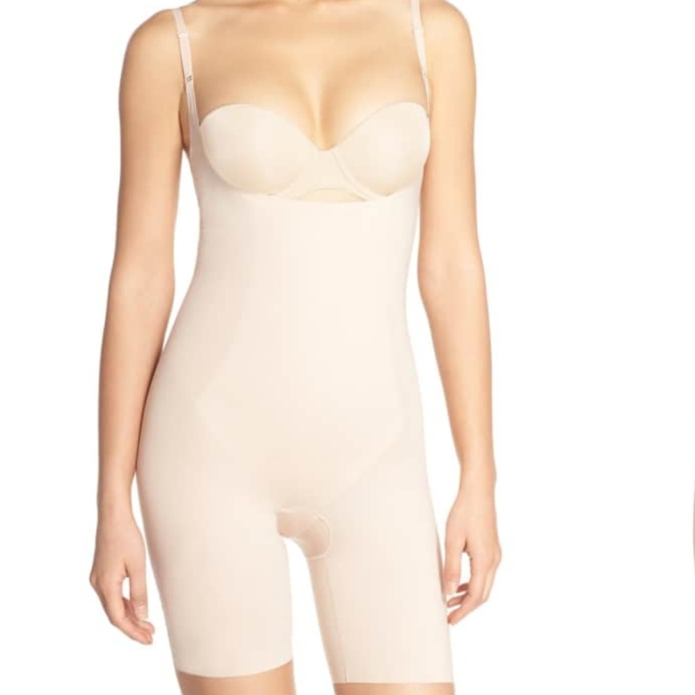 Thinstincts Open Bust Mid Thigh Bodysuit